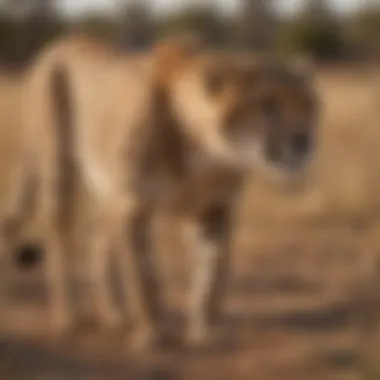Cheetah tracking its prey in the savannah