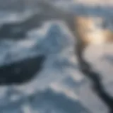 Aerial view of melting ice caps