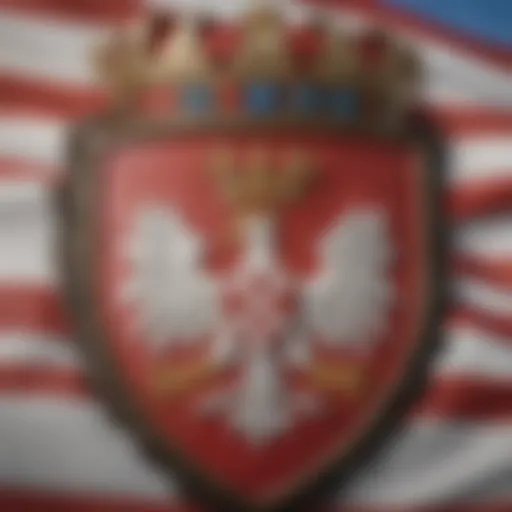 Close-up view of Croatia's flag showcasing its vibrant colors and coat of arms