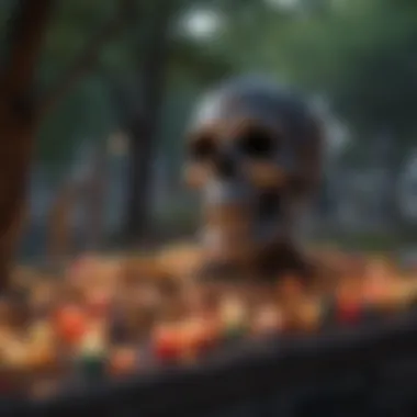 A cemetery filled with candles and offerings during the Day of the Dead