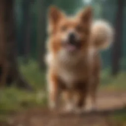 A dog displaying happiness with a wagging tail
