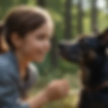 Child interacting joyfully with a dog