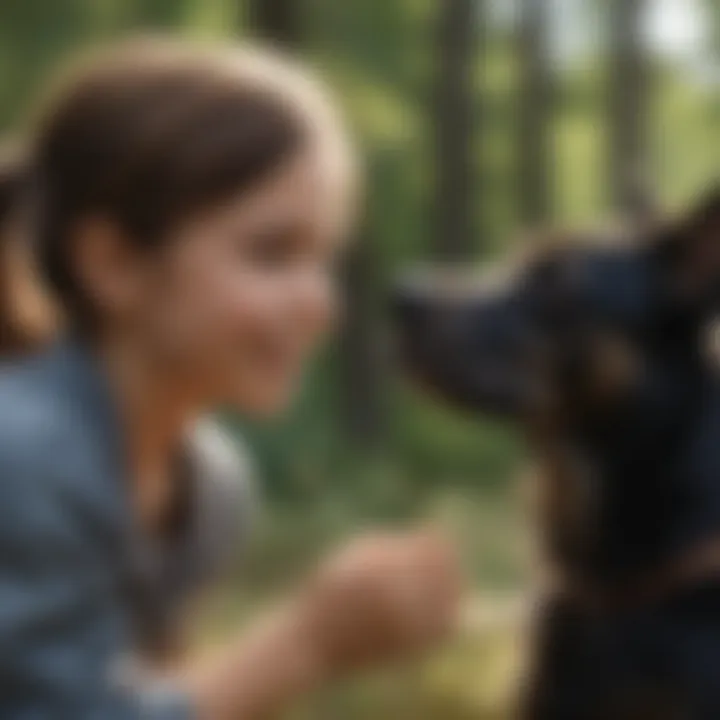 Child interacting joyfully with a dog