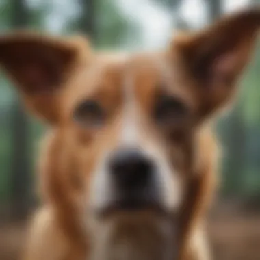 A dog showing signs of discomfort with its ears back