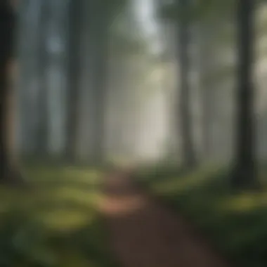 Serene Forest Mist A serene forest with a gentle mist enveloping the trees
