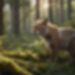 A vibrant forest habitat showcasing diverse wildlife