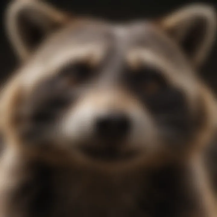 A close-up of a raccoon's face showcasing its distinctive markings and expression.