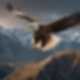 Majestic eagle soaring above mountains
