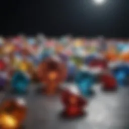An array of colorful gemstones reflecting light