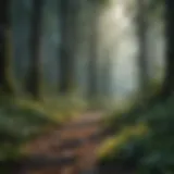 A lush forest habitat showcasing diverse plant and animal life