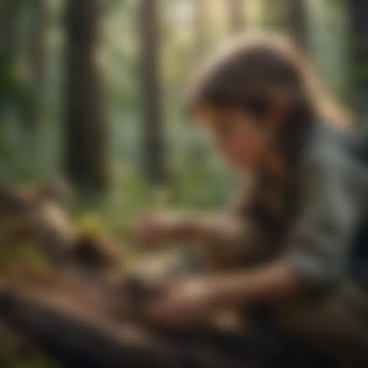Children engaging in conservation activities in a natural setting