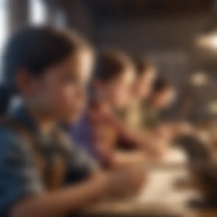 A classroom scene with children engaging in a history lesson