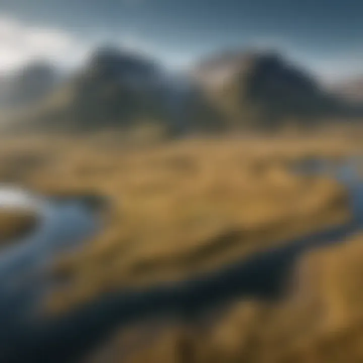 A map showing the geographical features of Iceland that influence its climate, including mountains and coastlines
