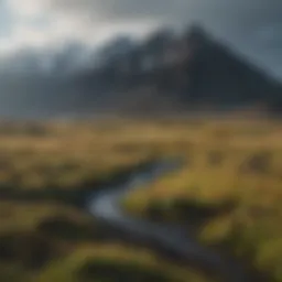 A stunning view of Iceland's diverse landscapes showcasing glaciers, volcanoes, and lush valleys