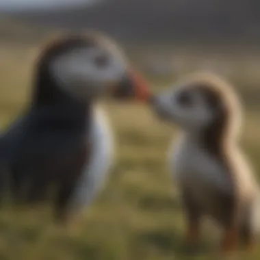 An infographic depicting Icelandic wildlife adapted to the unique climate, featuring puffins and arctic foxes