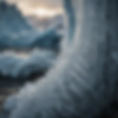 Intricate Ice Formations of Iceland's Glaciers Close-up of glacier ice formations with intricate patterns