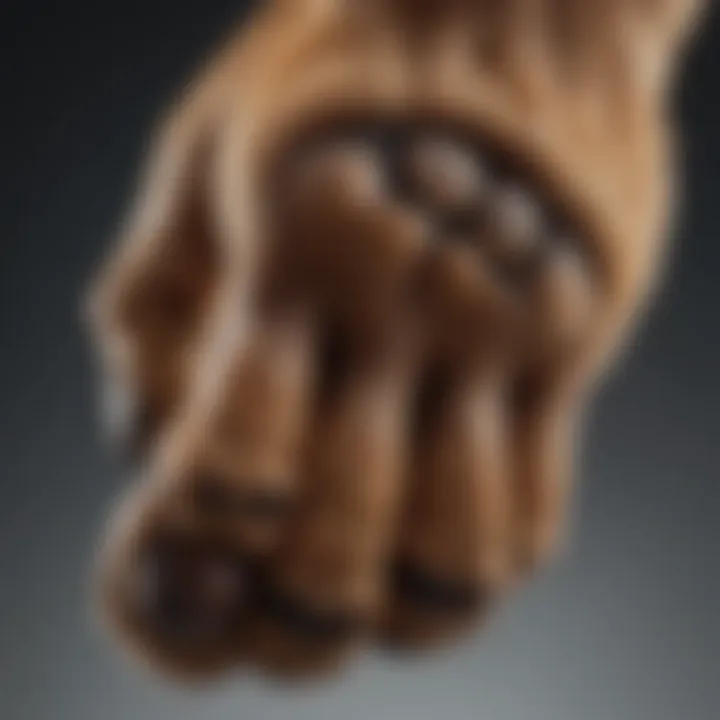 Diagram showcasing the anatomy of a mountain lion's paw