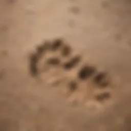 Detailed close-up of mountain lion tracks in soft earth