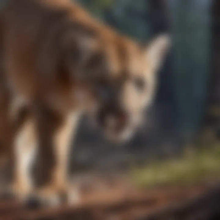 Mountain lion tracking its prey