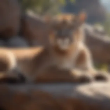 Mountain lion resting on a rock