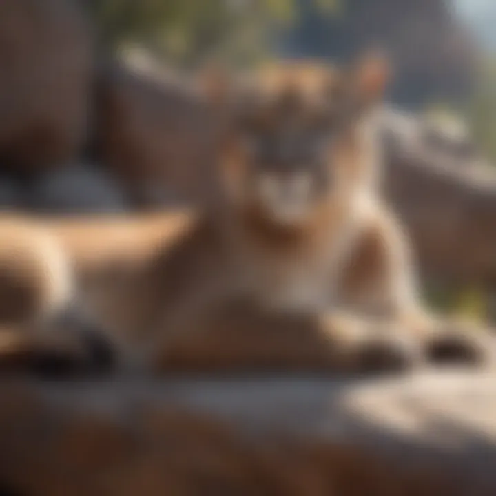 Mountain lion resting on a rock