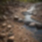 A serene natural water source filtering through layers of pebbles and sand