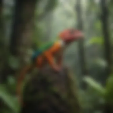Vibrant rainforest teeming with diverse flora and fauna