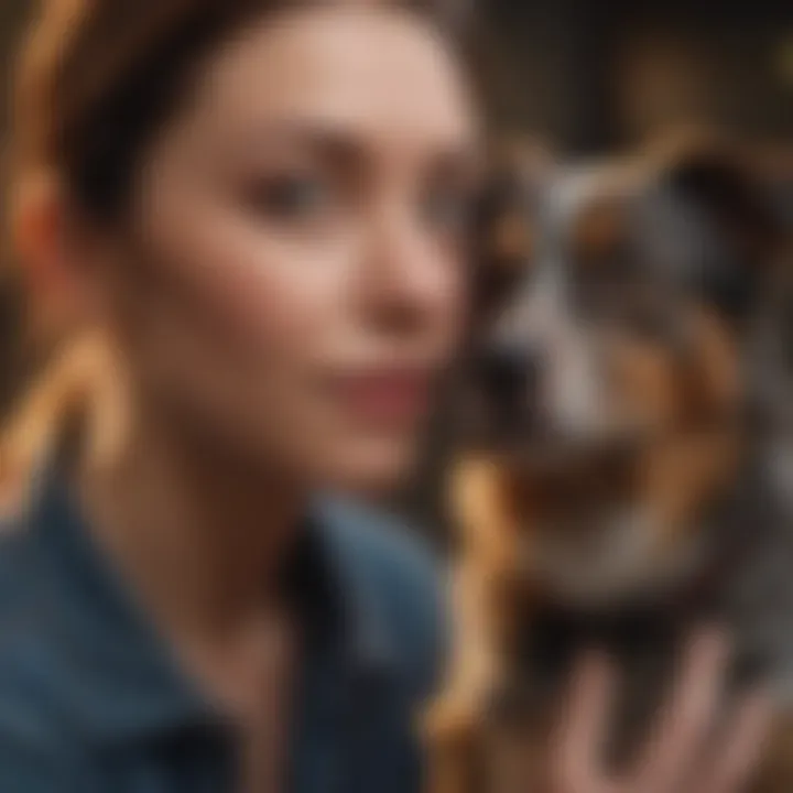 A pet owner introducing a new pet to an existing one
