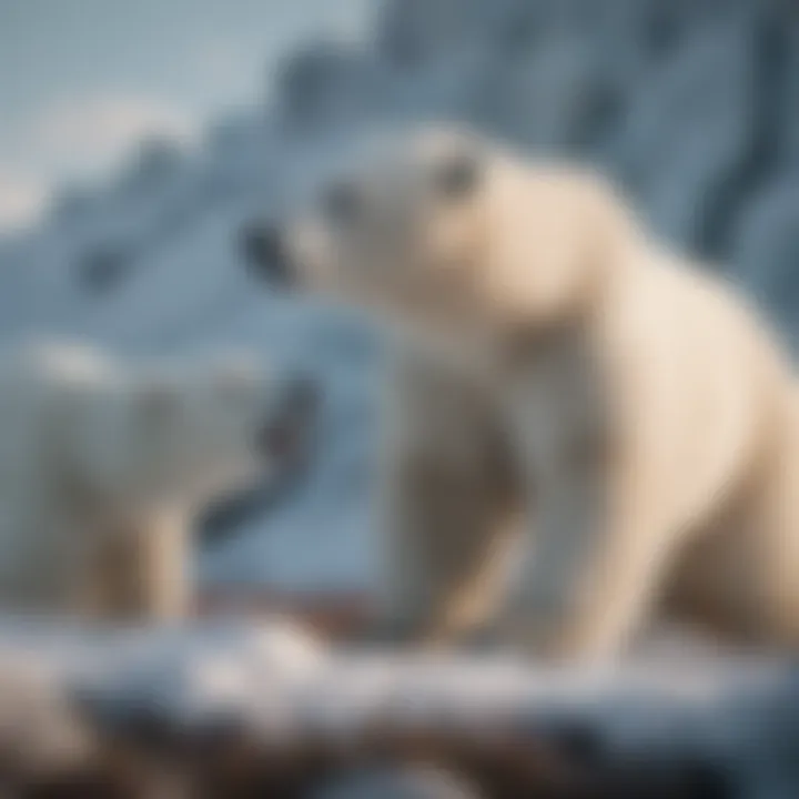 A polar bear interacting with its ecosystem