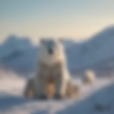 Mother Polar Bear with Cubs Polar bear mother with her cubs in the snowy landscape