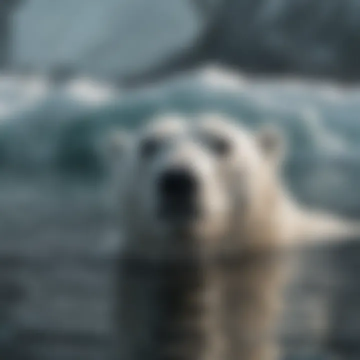 A polar bear swimming effortlessly in the cold ocean