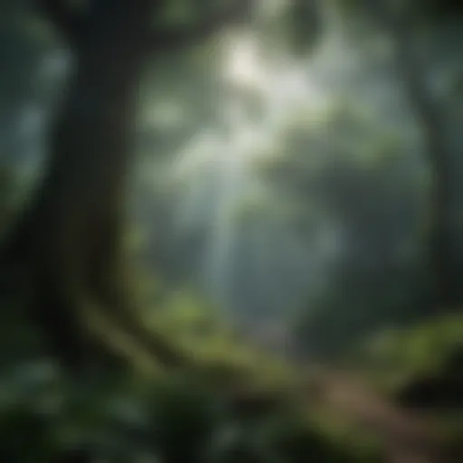 Lush green canopy in a tropical rainforest