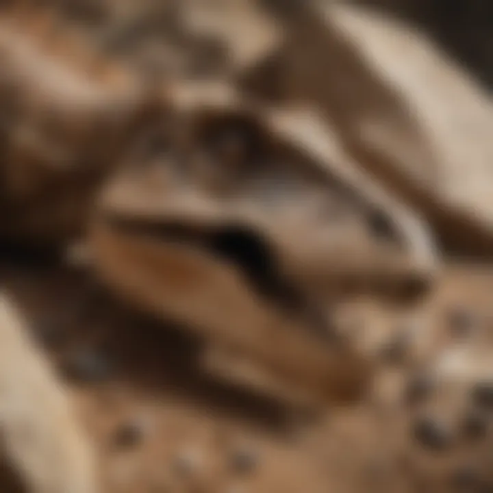 A close-up view of raptor dinosaur fossils showcasing their unique features.