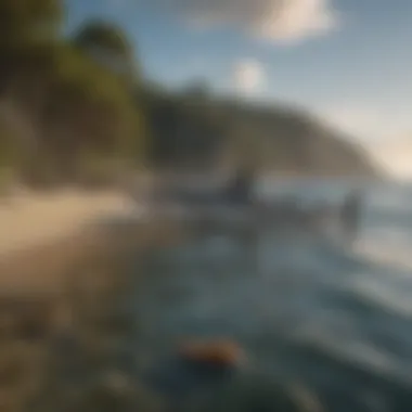 A coastal landscape illustrating the unique features of shallow waters where sharks often hunt.