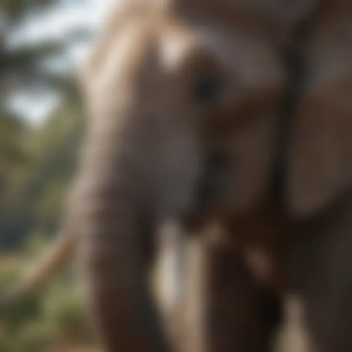 A close-up of an African elephant's trunk interacting with the environment.