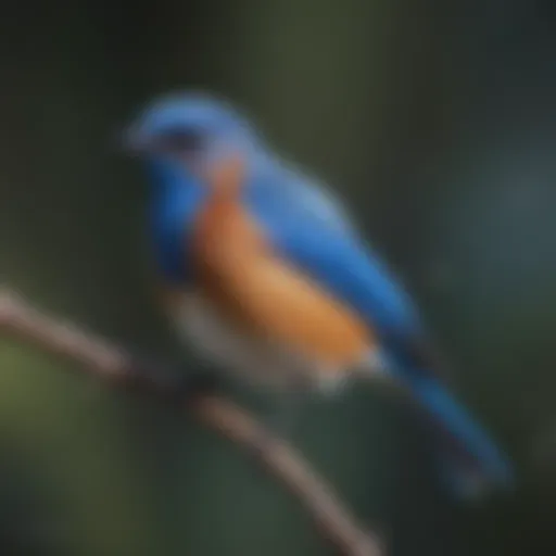 Vibrant bluebird perched on a branch