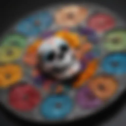 Vibrant display of Day of the Dead paint colors on a palette