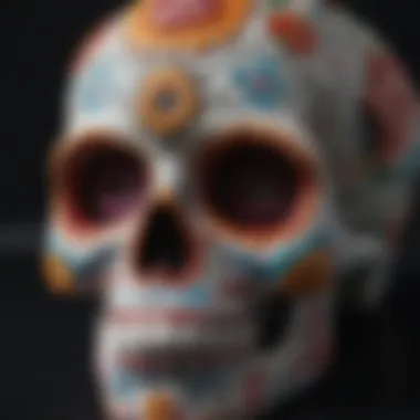 Sugar Skull Decorated in Day of the Dead Style Intricate design of a sugar skull painted with Day of the Dead motifs