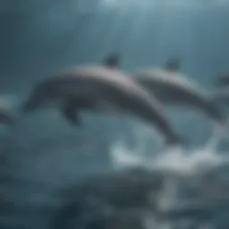 Dolphins swimming gracefully in the ocean