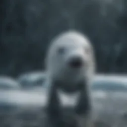 Beluga whale swimming gracefully in icy waters