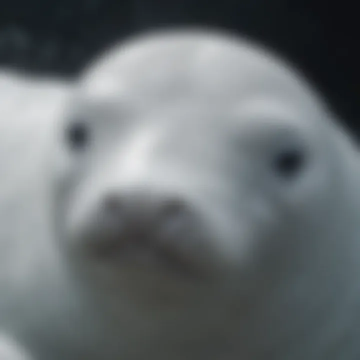 Close-up of a beluga whale's unique white skin