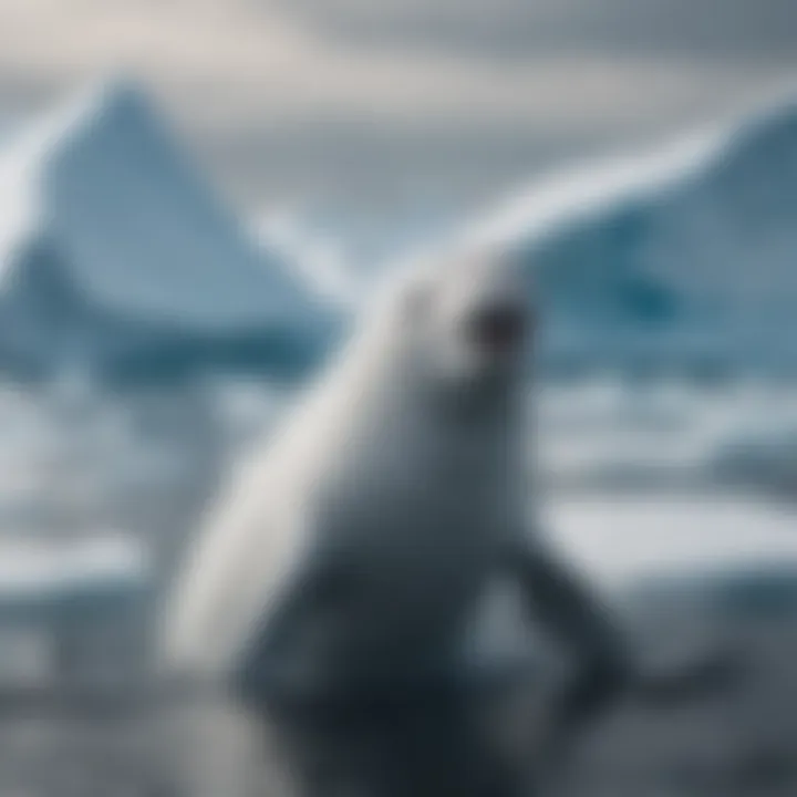 Beluga whale in its natural habitat among icebergs