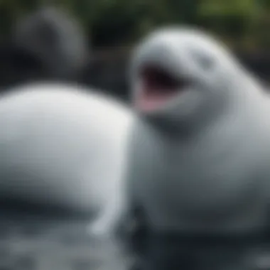 Beluga whale communicating with vocal sounds