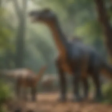 An engaging visual showing the reproductive behavior of Brachiosaurus in a prehistoric setting.