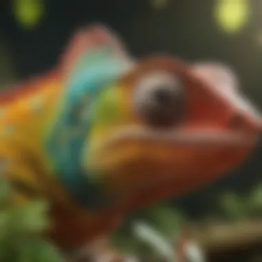 The Colorful World of Chameleons Close-up of a chameleon displaying its vibrant colors