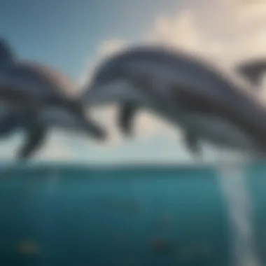 Bottlenose dolphins interacting with marine life