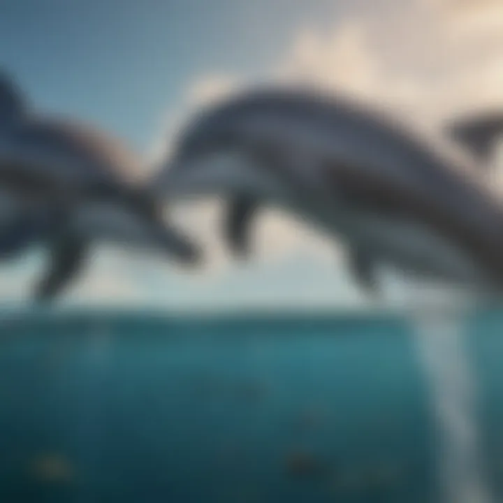 Bottlenose dolphins interacting with marine life