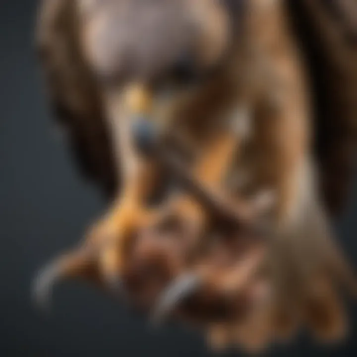 Falcon Talons and Prey Close-up of a falcon's talons gripping a prey item.