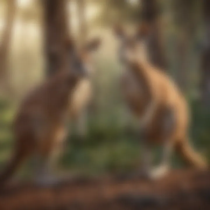 An ecological illustration depicting the role of kangaroos in their ecosystem