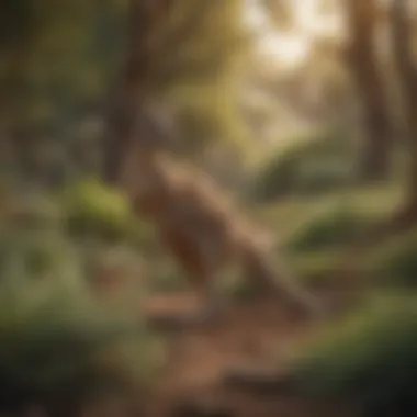 A lush landscape showcasing a variety of vegetation consumed by kangaroos